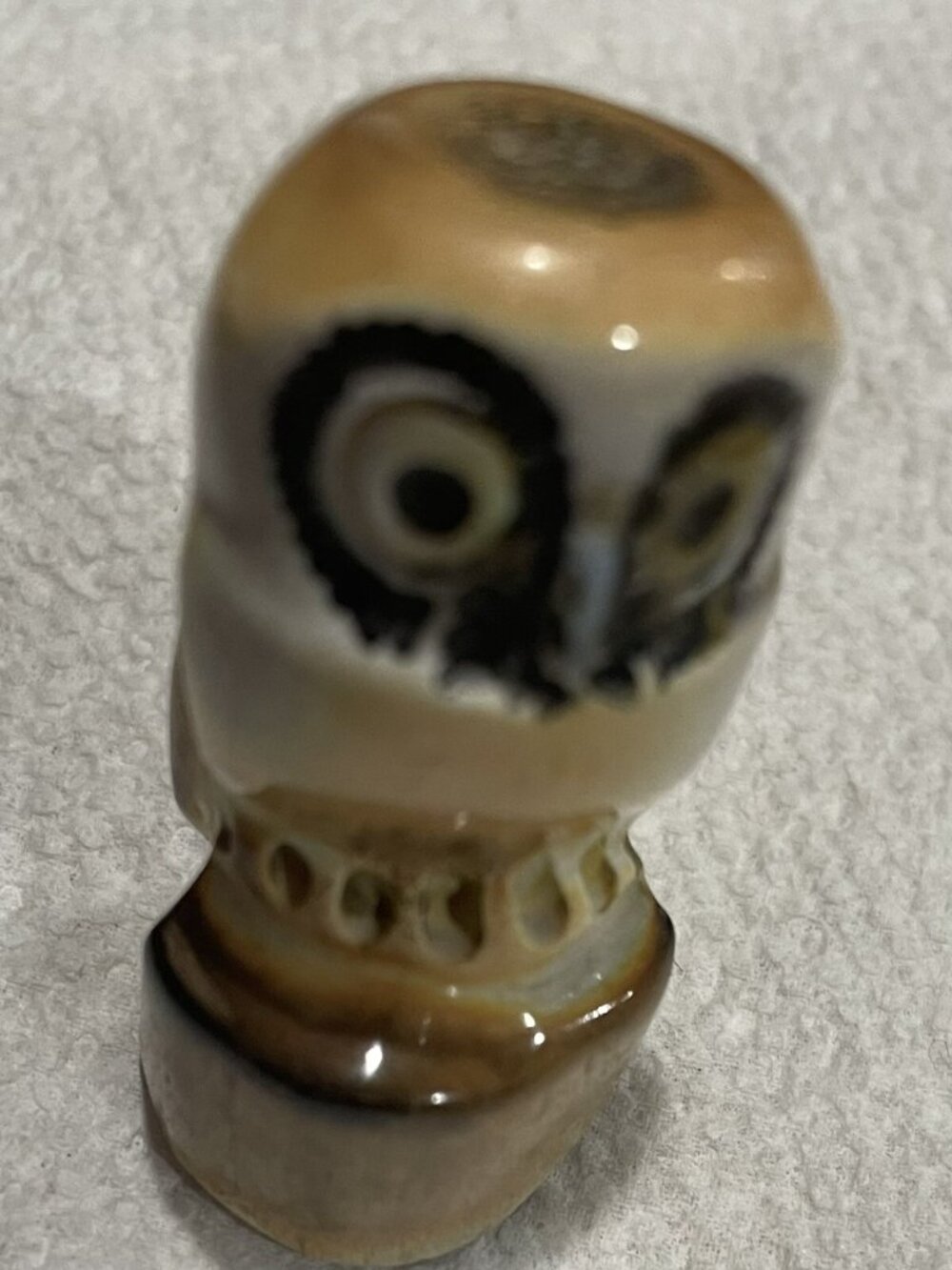 Owl Art Glass Owl Figurine Small Glaze Washed Vintage